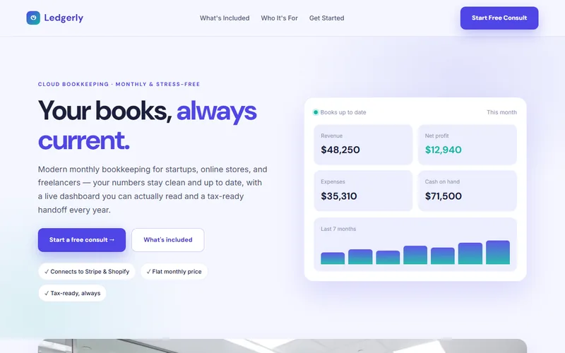 Ledgerly — live demo site by P4 Web Studio