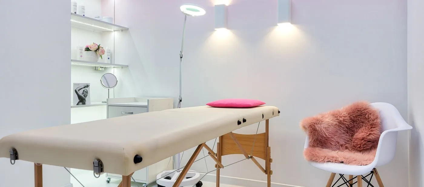 The calm, north-facing treatment room at The Glow Room