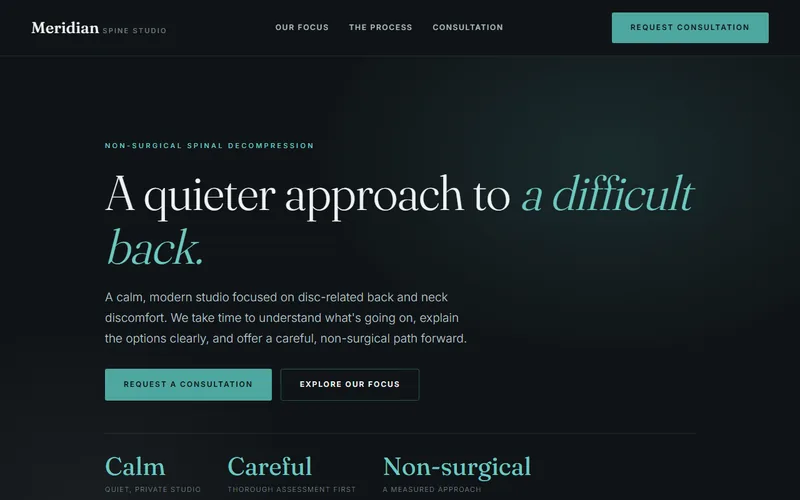 Meridian Spine Studio — live demo site by P4 Web Studio