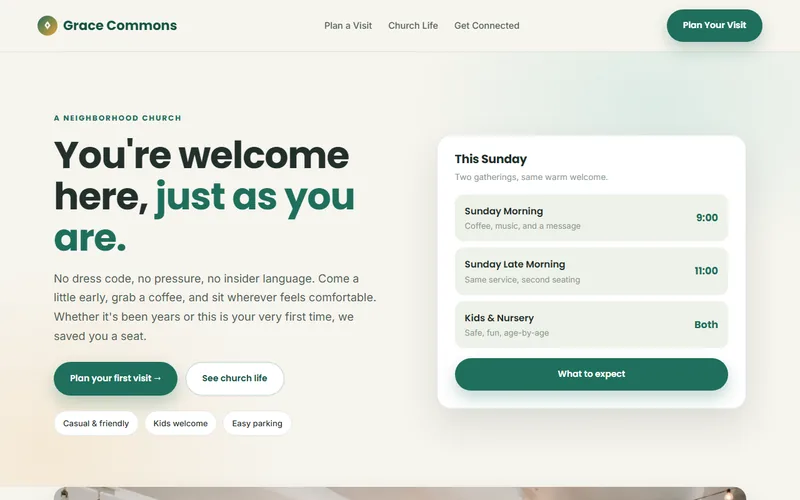 Grace Commons Church — live demo site by P4 Web Studio