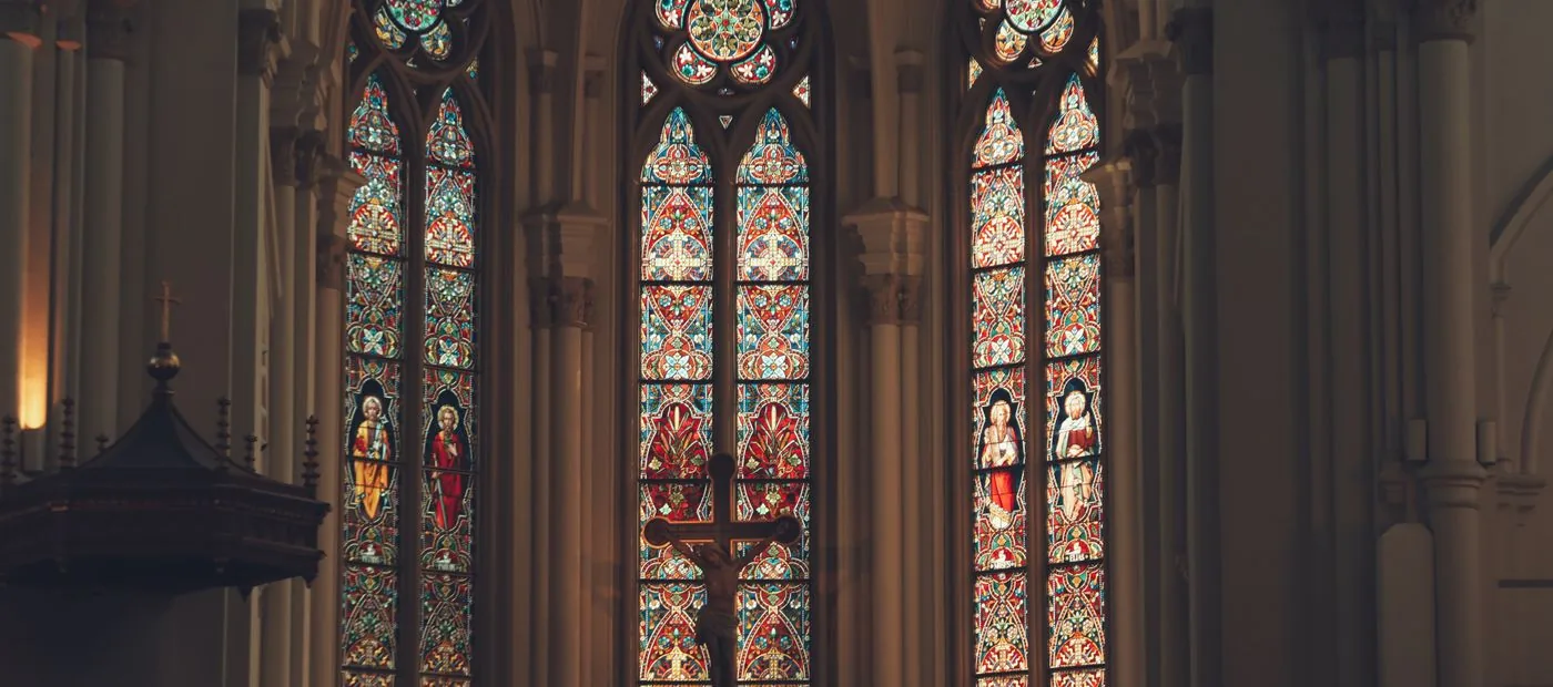 St. Alban's Parish — historic sanctuary with stained-glass windows