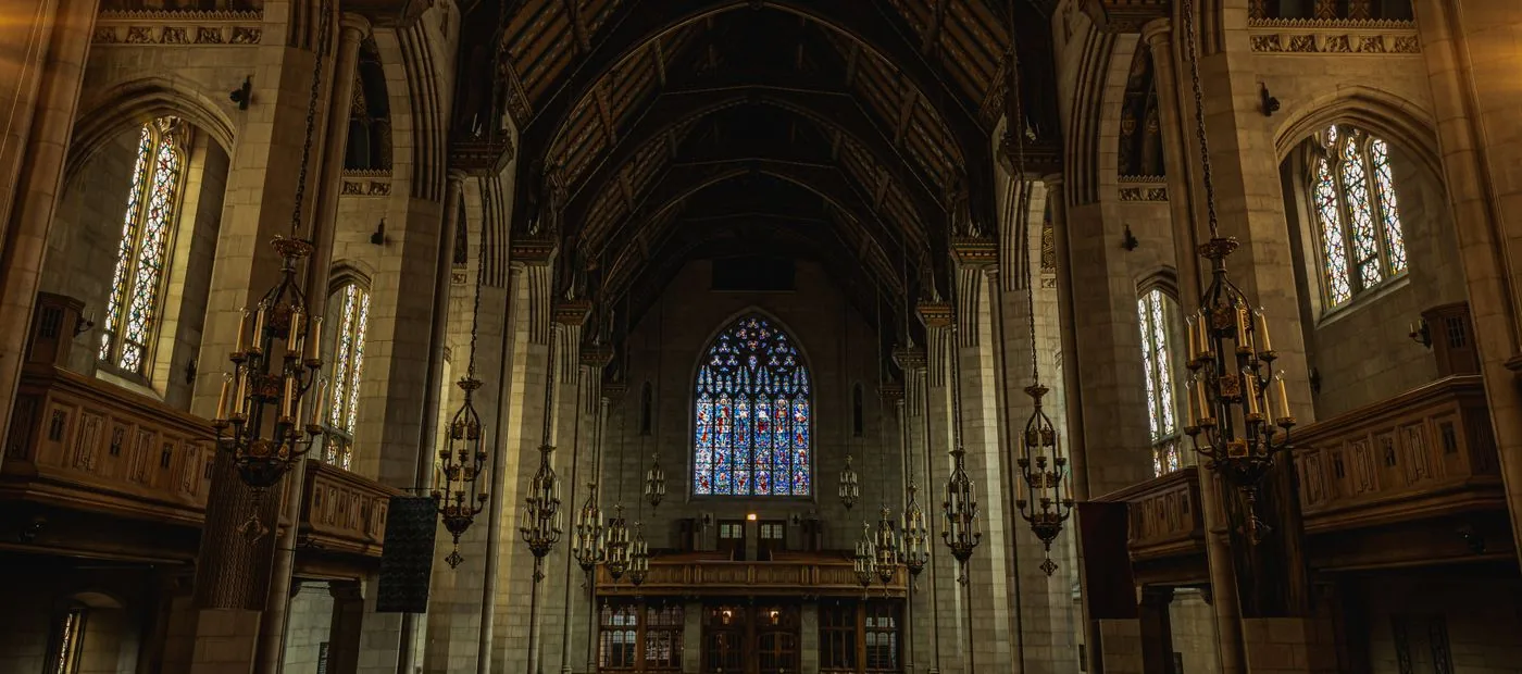 The historic stone nave of St. Alban's Parish