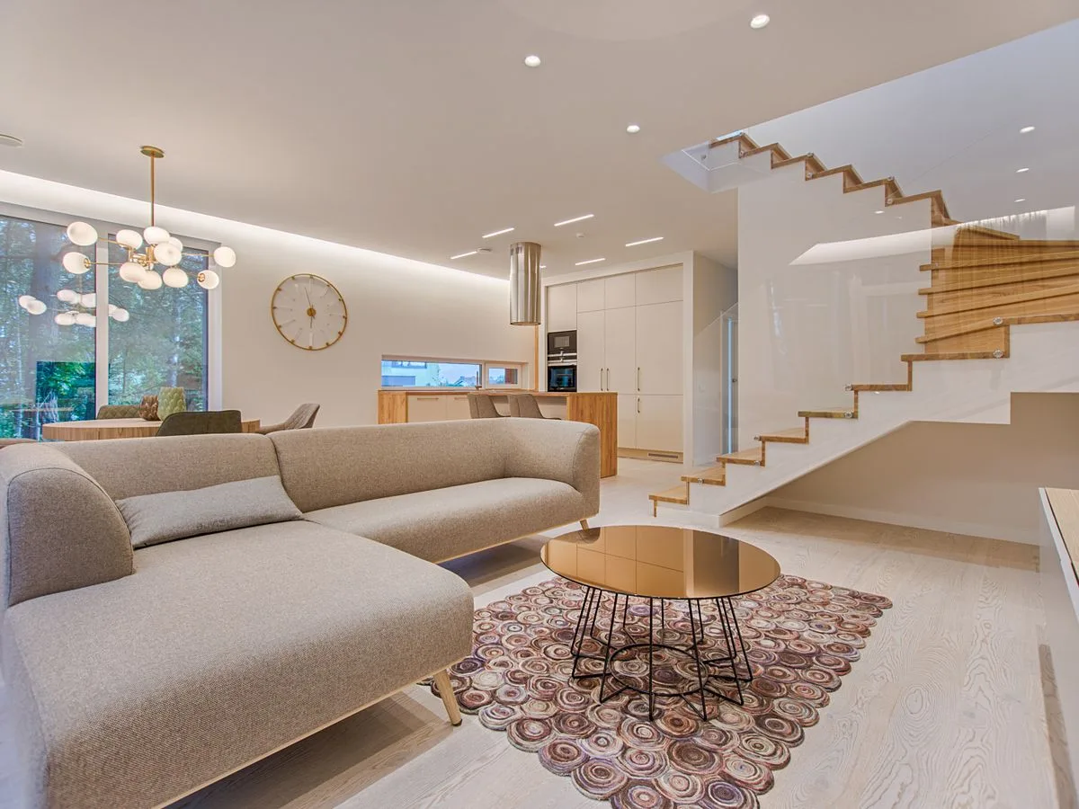 A spotless, sunlit living room after a BrightNest visit