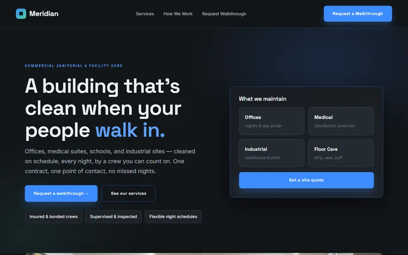 Meridian Facility Services — live demo site by P4 Web Studio