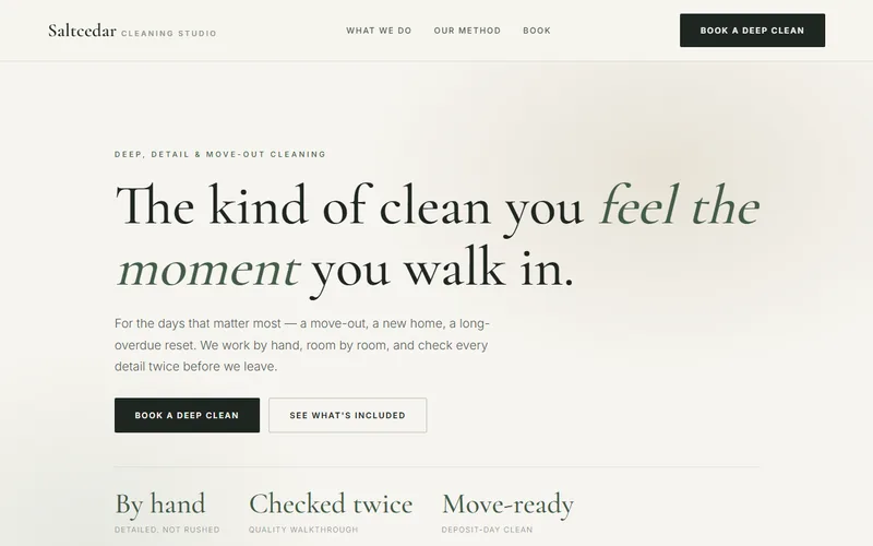 Saltcedar Cleaning Studio — live demo site by P4 Web Studio