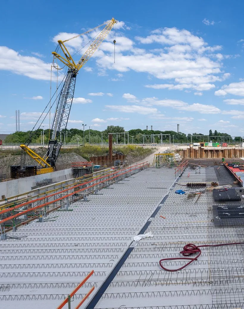 Bedrock Commercial — self-performed structural concrete and rebar deck on a job site