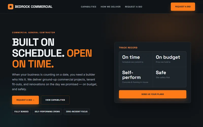 Bedrock Commercial — live demo site by P4 Web Studio