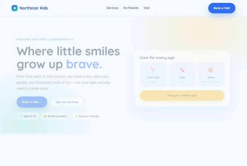 Northstar Pediatric & Orthodontics — live demo site by P4 Web Studio