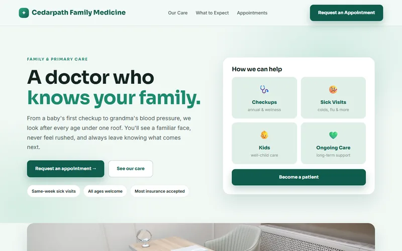 Cedarpath Family Medicine — live demo site by P4 Web Studio