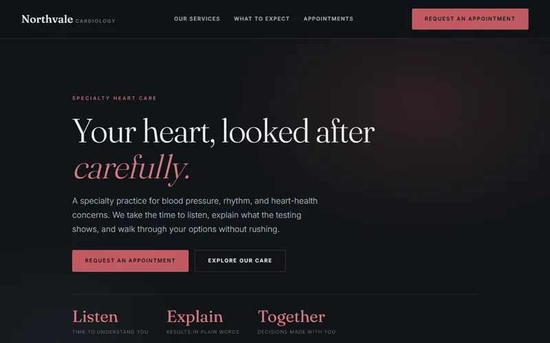 Northvale Cardiology — live demo site by P4 Web Studio