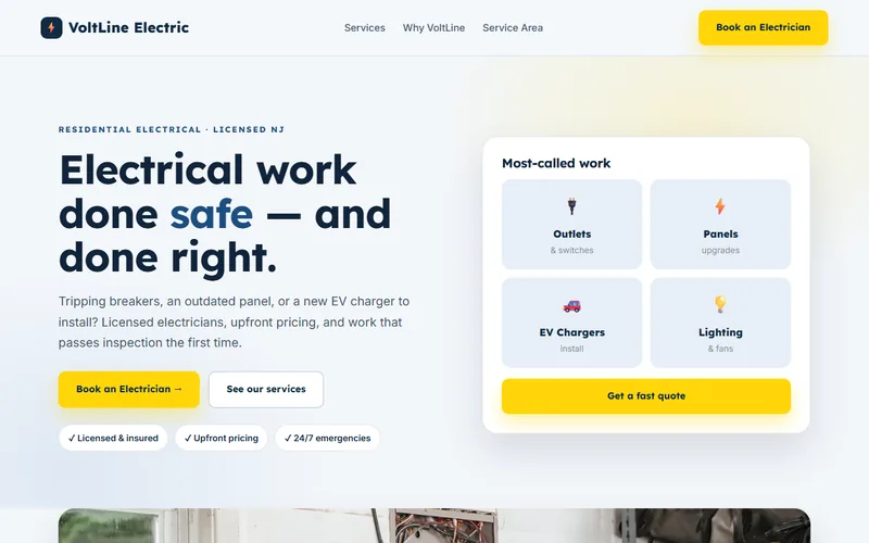 VoltLine Electric — live demo site by P4 Web Studio
