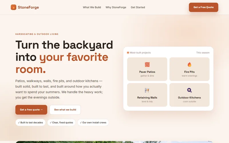 StoneForge Outdoor Living — live demo site by P4 Web Studio