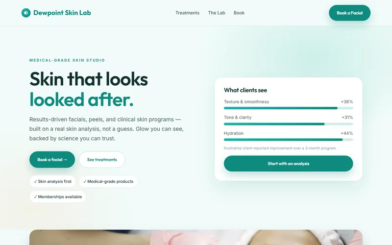 Dewpoint Skin Lab — live demo site by P4 Web Studio