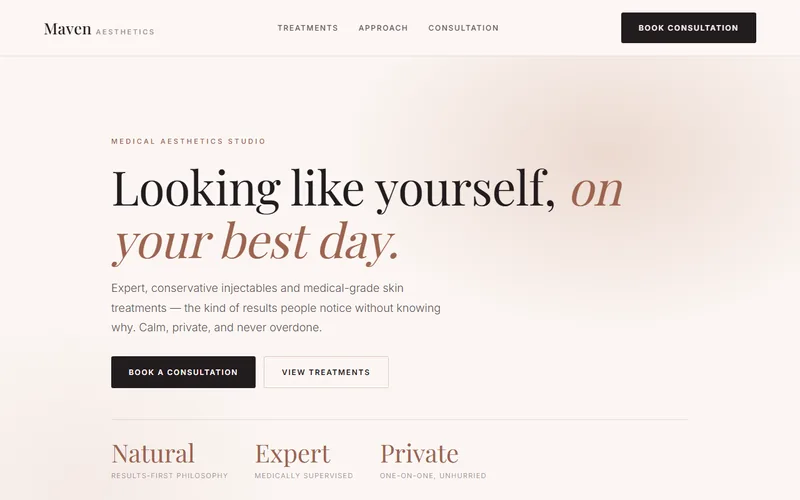 Maven Aesthetics — live demo site by P4 Web Studio