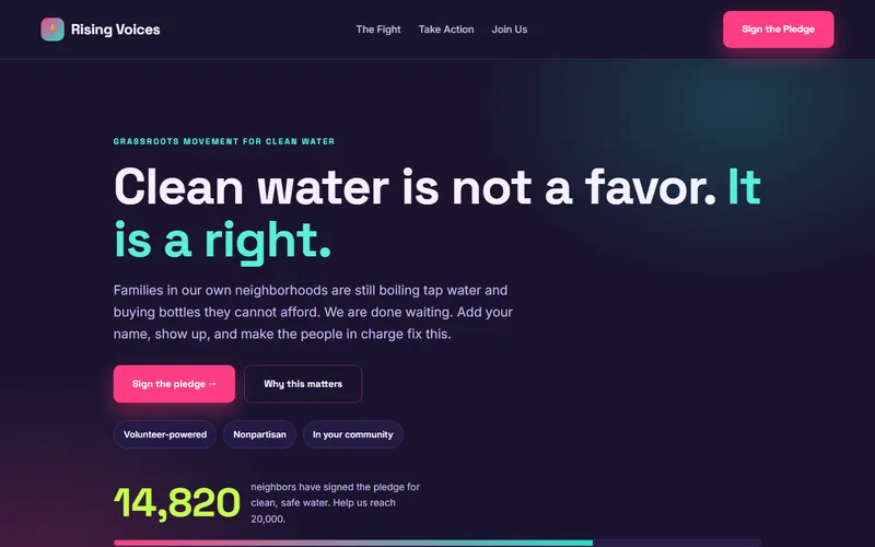 Rising Voices — live demo site by P4 Web Studio