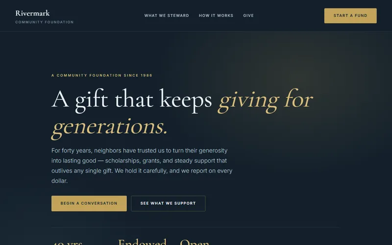 Rivermark Community Foundation — live demo site by P4 Web Studio