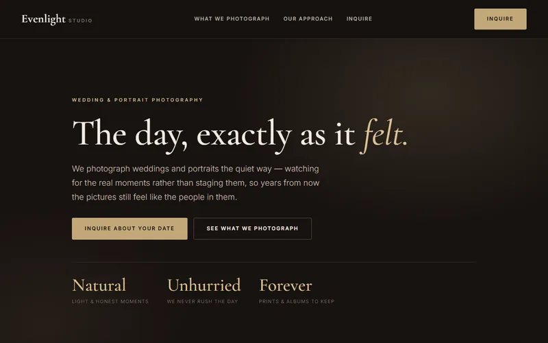Evenlight Studio — live demo site by P4 Web Studio