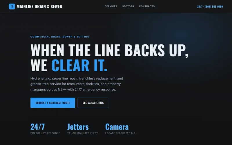 Mainline Drain & Sewer — live demo site by P4 Web Studio