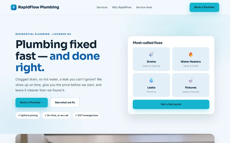 RapidFlow Plumbing — live demo site by P4 Web Studio