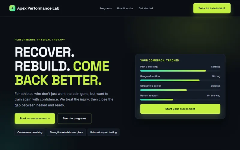 Apex Performance Lab — live demo site by P4 Web Studio