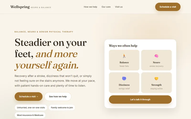 Wellspring Neuro & Balance — live demo site by P4 Web Studio