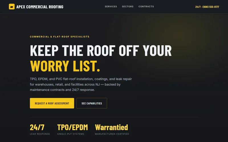 Apex Commercial Roofing — live demo site by P4 Web Studio