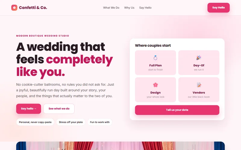 Confetti & Co. — live demo site by P4 Web Studio