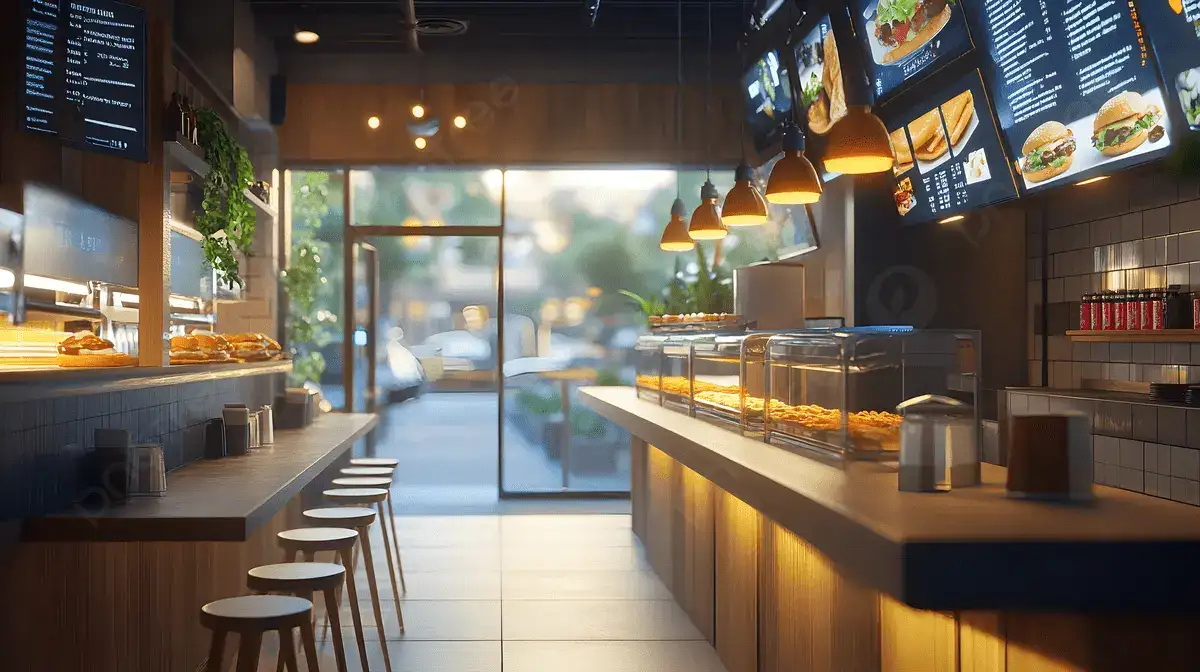 Main hero image of the restaurant interior with warm lighting