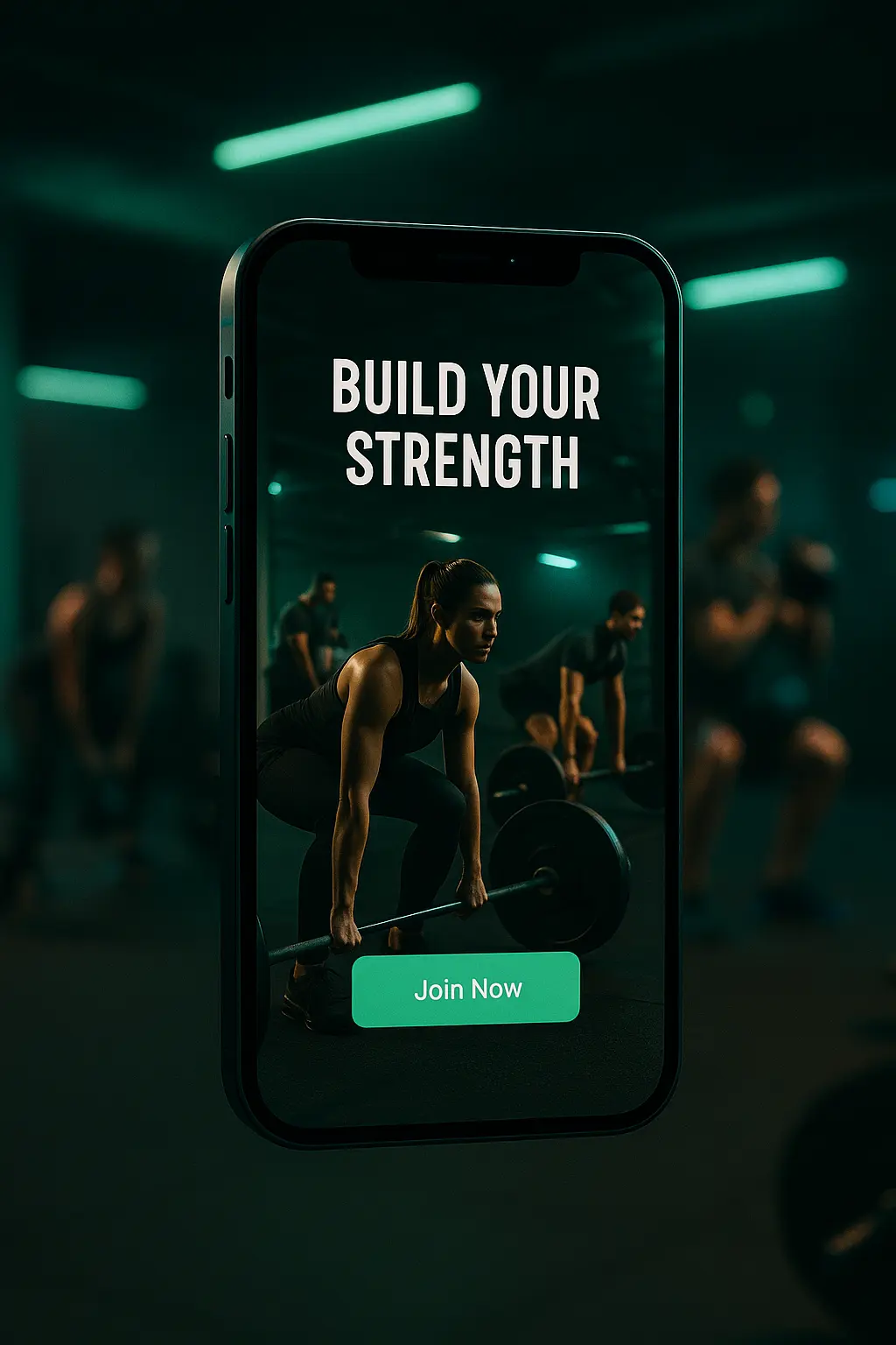 Urban strength studio with kettlebells and people training in a focused atmosphere